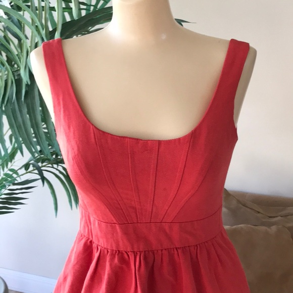 Shoshanna mini dress red coral taffeta - Picture 2 of 6